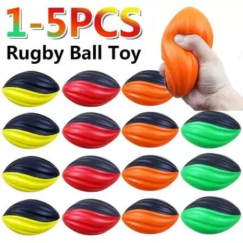 1-5 шт. Игрушечный мяч для регби, медленный отскок, спиральный мяч для регби для тренировок, 5 дюймов, твердые игрушки для регби для командных мероприятий, многоразовый регби для жёлтый