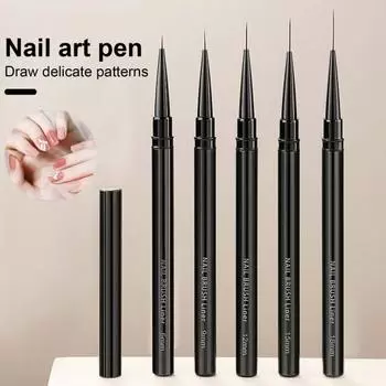 1/5 шт., кисть для дизайна ногтей, ультратонкие нейлоновые волосы, удобная ручка, металлический корпус, портативный, для начинающих, профессиональных, для самостоятельного дизайна ногтей, цветной лайнер для рисования, ручка для нанесения точек 18mm