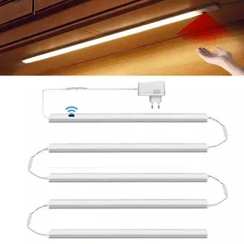 1-5 шт. комплект серии Smart LED кухонный светильник 12 В светодиодный светильник для бара с алюминиевым профилем, трубчатые лампы, датчик ручной развертки, светильник для шкафа для кухни спальни 1PCS 30CM EU Plug белый