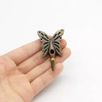 1/5 шт. крючок-бабочка в европейском стиле, вешалка для одежды, бронзовый цвет, одинарный крючок, вешалка для полотенец в стиле ретро, бронзовый сплав, настенное крепление 5pc