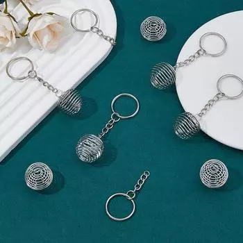 1/5 шт., круглый полый камень в форме шара, держатель, кристаллы, брелок, сделай сам, сплавы, украшение для сумки, кулон 1pc