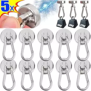 1/5 шт. магнитные крючки-карабины, сильный неодимовый магнит с поворотным карабином, сверхпрочный неодимовый магнитный крючок для подвешивания