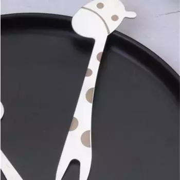1/5 шт. Маленькая ложка-совок из нержавеющей стали, столовая посуда в виде жирафа, фруктовая вилка, переносная ложка, вилка с двумя зубцами, столовая посуда
