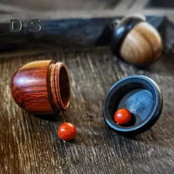 1/5 шт. Мини-ящик для хранения желудей, твердая деревянная таблетка, переносной ящик для хранения таблеток из розового дерева, контейнер-органайзер, герметичная банка A