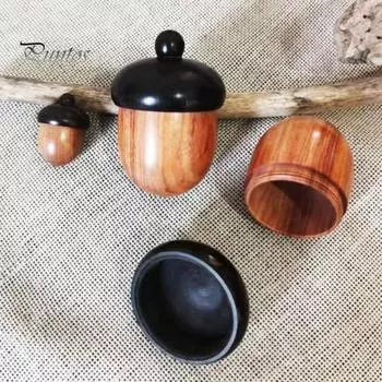 1/5 шт. Мини-ящик для хранения желудей, твердая деревянная таблетка, переносной ящик для хранения таблеток из розового дерева, контейнер-органайзер, герметичная банка A