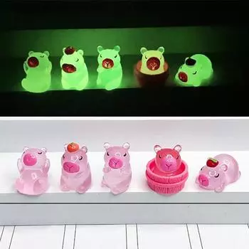 1/5 шт. мультяшная светящаяся капибара микро ландшафтное украшение приборная панель автомобиля украшения для дома и сада Random-1pc