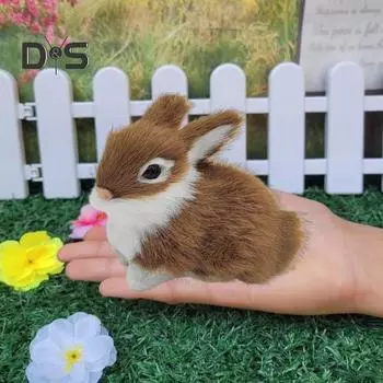 1/5 шт. плюшевая фигурка кролика, реалистичная имитация модели кролика, реалистичное искусственное меховое животное, миниатюрное украшение для домашнего офиса, пасхальное украшение для рабочего стола чёрный