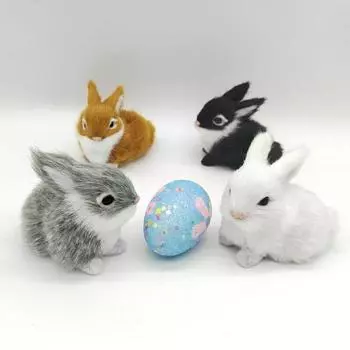 1/5 шт. плюшевая фигурка кролика, реалистичная имитация модели кролика, реалистичное искусственное меховое животное, миниатюрное украшение для домашнего офиса, пасхальное украшение для рабочего стола