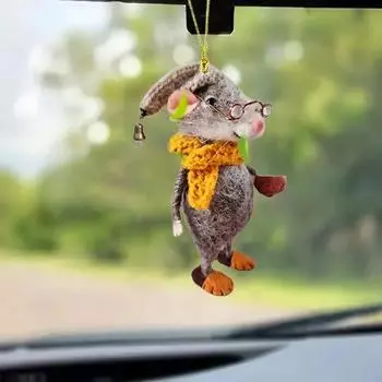 1/5 шт., подвесное украшение в виде мыши для дома, рождественской елки, зеркала заднего вида автомобиля, 2D, плоские акриловые мультяшные крысы, подвесные украшения для животных A