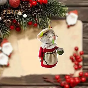 1/5 шт., подвесное украшение в виде мыши для дома, рождественской елки, зеркала заднего вида автомобиля, 2D, плоские акриловые мультяшные крысы, подвесные украшения для животных E