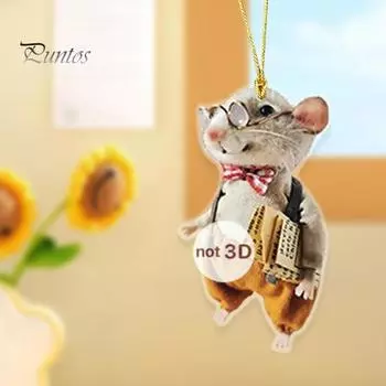 1/5 шт., подвесное украшение в виде мыши для дома, рождественской елки, зеркала заднего вида автомобиля, 2D, плоские акриловые мультяшные крысы, подвесные украшения для животных A
