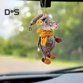 1/5 шт., подвесное украшение в виде мыши для дома, рождественской елки, зеркала заднего вида автомобиля, 2D, плоские акриловые мультяшные крысы, подвесные украшения для животных A