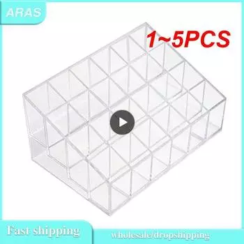 1 ~ 5 шт., прозрачная подставка для губной помады с 24 сетками, чехол-органайзер для макияжа, коробка для хранения, подставка для губной помады, держатель, органайзер для косметических украшений CHINA