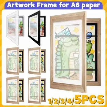 1-5 шт. Рамка для художественных работ для бумаги формата А6, детская рамка для картин, открывающаяся спереди, настенная рамка для демонстрации произведений искусства, рамки для хранения экспонатов