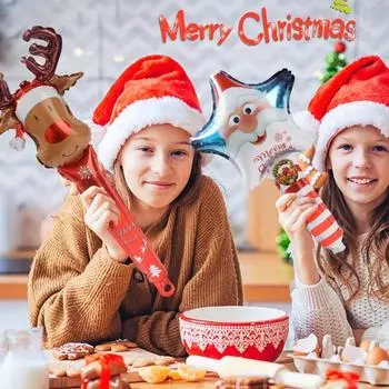 1-5 шт. шаров для рождественской вечеринки Санта-Клаус ударная палка воздушный шар снеговик конфета трость с новым годом веселое рождественское украшение 1PCS