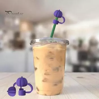 1/5 шт., силиконовая крышка для соломинки в виде тыквы, многоразовая крышка для стакана объемом 30/40 унций, аксессуары для Дня благодарения, нескользящая, не содержащая бисфенол-А, универсальная крышка для соломинки 10 мм белый