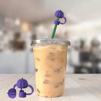 1/5 шт. силиконовая соломенная крышка в виде тыквы, многоразовая насадка для стакана 30/40 унций, осенние аксессуары ко Дню благодарения, нескользящая, не содержащая бисфенол-А, универсальная, 10 мм соломинка