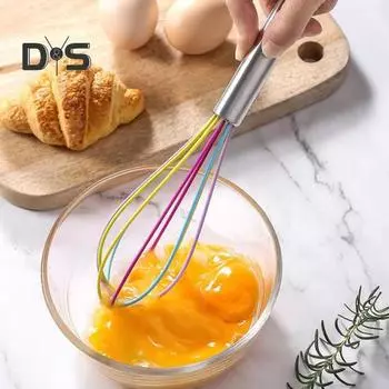 1/5 шт., силиконовый венчик, ручка из нержавеющей стали, безопасный для посудомоечной машины, эргономичный дизайн, с подвесным отверстием, венчик для яиц, кухонные принадлежности 1pc красный