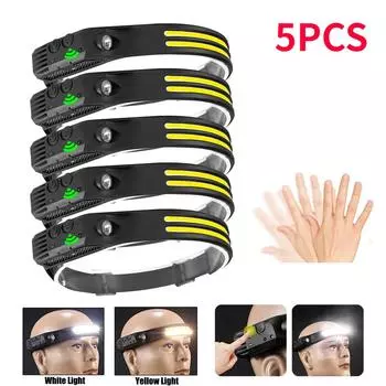 1-5 шт. светодиодный индукционный налобный фонарь USB перезаряжаемый налобный фонарь мощный кемпинговый налобный фонарь рыболовный фонарь 18650 аккумулятор 1 White Light