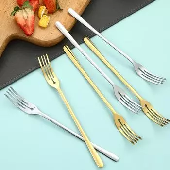 1/5 шт. вилка для фруктов из нержавеющей стали с четырьмя зубцами маленькая вилка десертная вилка для торта салатная вилка кухонные принадлежности гаджеты кафетерий 5Pcs