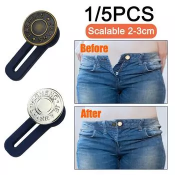 1/5 шт., волшебный металлический удлинитель для пуговиц для брюк, джинсов, регулируемый выдвижной удлинитель для талии, бесплатная пошивка, расширитель для пояса на пуговицах 1 PC бронзовый
