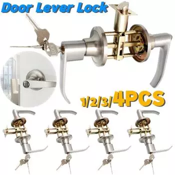 1-5 шт. запирающаяся дверная ручка из нержавеющей стали для входной двери, внутренняя ручка-замок для замка двери для домашнего офиса
