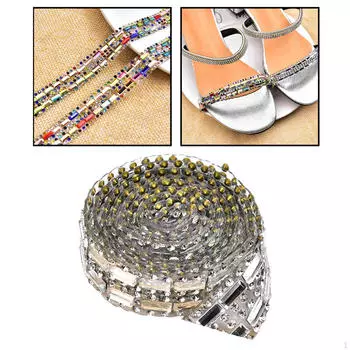 1,5 см 2 ряда хрустальных стеклянных бриллиантовых украшений кружевных лент для шитья или украшения поделок White