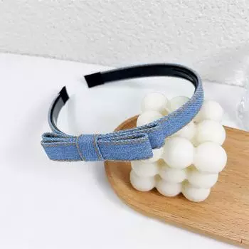 1,5 см Простой Нескользящий Ободок с Зубцами, Боковой Джинсовый Бант, Завязанные Повязки на Голову для Женщин Девочек, Ежедневный Шоппинг, Аксессуары для Волос
