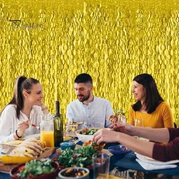 1/5 упаковки 1x2 м бахрома занавеска от дождя растяжки фон мишура фольга бахрома шторы сверкающая металлическая кисточка волнистый фон занавес реквизит для фотографий 1pc золотистый