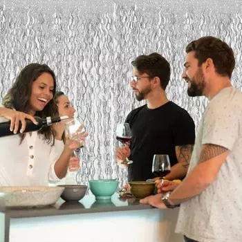 1/5 упаковки 1x2 м бахрома занавеска от дождя растяжки фон мишура фольга бахрома шторы сверкающая металлическая кисточка волнистый фон занавес реквизит для фотографий 1pc розовый