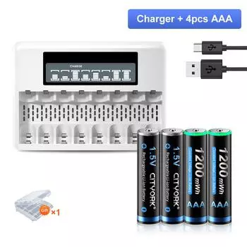 1,5 В AAA 1200 мВтч Литий-ионные аккумуляторы HR6 1,5 В AA AAA Литий-ионная аккумуляторная батарея Зарядное устройство для быстрой зарядки ЖК-дисплея