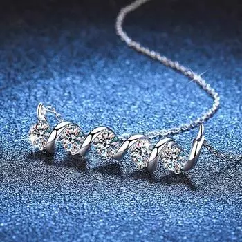 1.5CTTW подвеска из стерлингового серебра 925 пробы с муассанитом для женщин, модное ожерелье с волнами, блестящие свадебные украшения, подарки, пройти тест CHINA