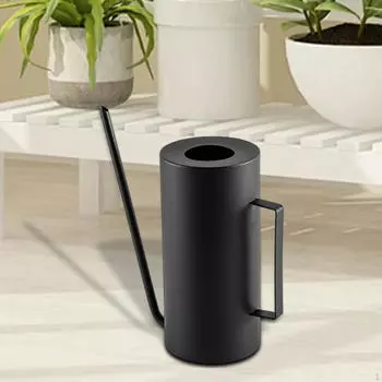 Лейка для растений 1,5 л с длинным носиком, дизайн из нержавеющей стали для дома и сада чёрный