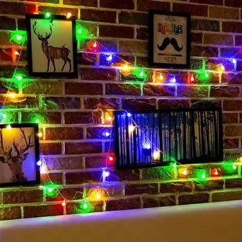 1,5 м 10 гирлянд с белыми сферическими декоративными цветными светодиодными гирляндами - водонепроницаемые, работающие от батареек (Батарейки в комплект не входят) 1.5M/4.92Ft. 10 Lights