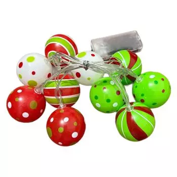 1.5m 10-LED Remote Control Christmas Ball Decorative Light Polka Dot Stripe Festive Atmosphere Light (Without Batteries) One Size