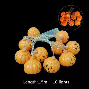 1.5m 10light Halloween Led Light String Pumkin Ghost Skeletons Battery Operated for Happy Halloween Ornament Home Party Decor