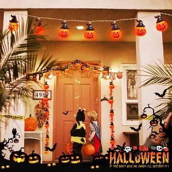 1.5M/3M Halloween Lights Pumpkin Lights Battery Powered Hat Lantern Pumpkins String Lights for Outdoor&Indoor Halloween Decor 1.5m 10led&Battery powered теплый белый