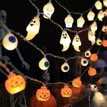 1.5M LED Pumpkin Light String, Halloween Decoration, Pumpkin Horror Eyeballs LED String Lights For Horror Halloween Party Lights