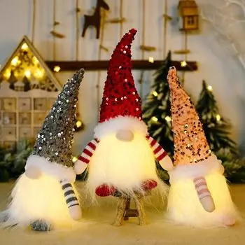 1-5PCS 30cm Christmas Doll Elf Gnome with Led Light Christmas Decorations for Home Xmas Navidad New Year 2025 Children s Gifts 1PCS
