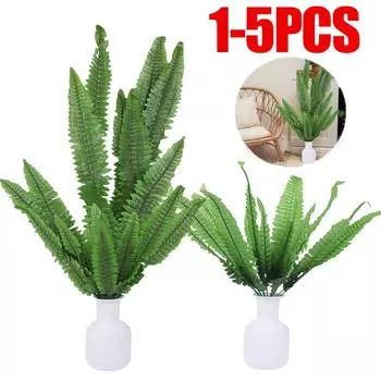 1-5pcs 47/90cm Artificial Palm Tree Tropical Fake Fern Leafs Silk Persian Leaves Wall Hanging Plants For Home Garden Party Decor 1pcs