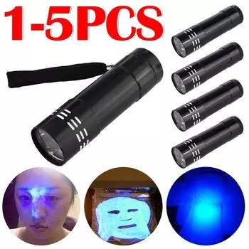 1-5 шт. 9 светодиодный УФ-фонарик 50 лм ручной ультрафиолетовый водонепроницаемый фиолетовый свет детектор мочи домашних животных скорпион женский гигиенический фонарик 1pcs