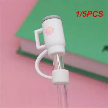 1/5PCS Fruit Simple Dust Straight Pipe Multiple Colors Available Household Straw Soft Rubber Safety