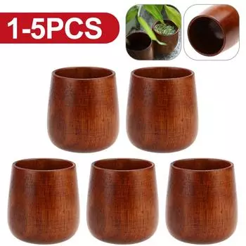 1-5PCS Wooden Cups Natural Jujube Handmade Breakfast Beer Cup High Quality Wooden Cup Mug Breakfast Beer Milk Drinkware Product 8cmX7.5cm