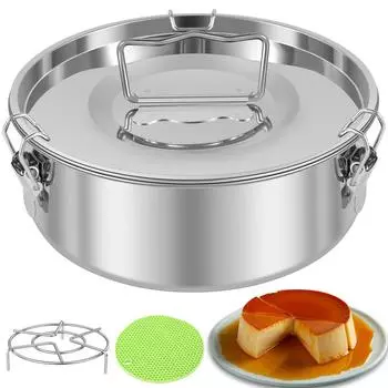 1.5QT Flan Mold Set Нержавеющая сталь Flan Pan Form Круглая форма для выпечки торта Flan Maker Cheesecake Forms for Chocolate Kitchen Supplies