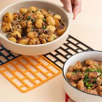 1/5шт теплоизоляционный коврик для еды коврик для чашки чая теплоизоляционный коврик для стола квадратные полые кухонные принадлежности нескользящая подкладка для миски S