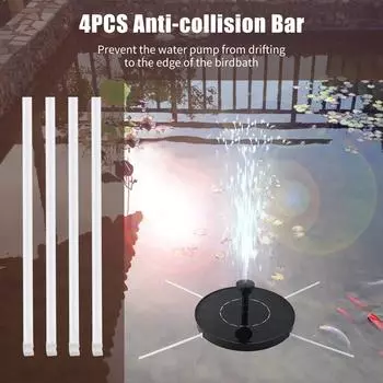 1.5W Solar Fountain Pump with 6 Nozzles Filter Anti-collision Bar Free Standing Water Pump Floating Fountain for Bird Bath Garde чёрный