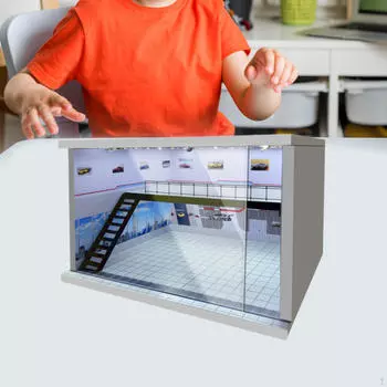 1/64 1/36 1/32 масштаб автомобильный дисплей акриловое парковочное место со светодиодной подсветкой для коллекционеров White Left staircase