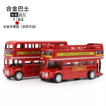 1:64 Alloy Bus Model Children s Toy Back Force Car Model Boy Toy Double-decker Bus Gift ализарин красный