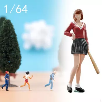 1:64 Baseball Woman Model People Figure Layout Architectural Tiny Character for