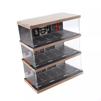 1/64 Die-cast Car Display Case, Desktop Decoration, Simulation Parking Lot Protective 3 tier